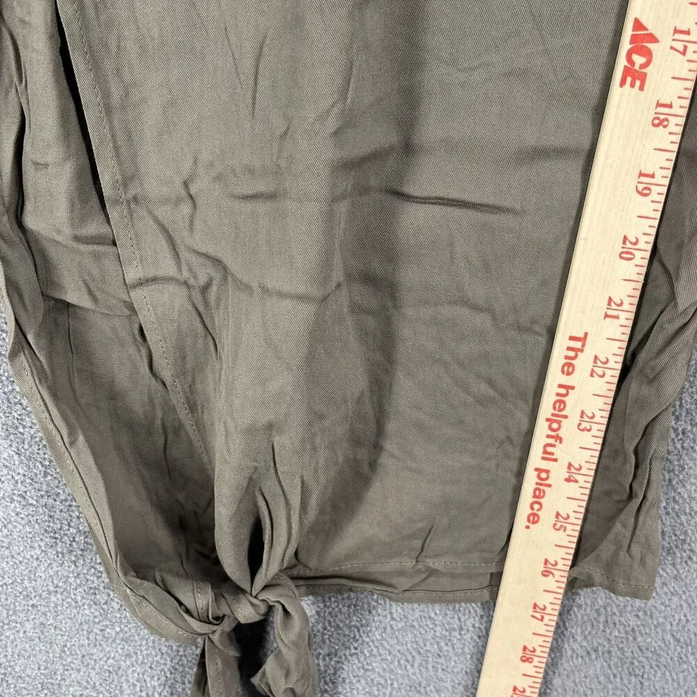 BLOOMCHIC Pants plus 2X 18 20 Green knotted split hem solid‎ pockets pull on